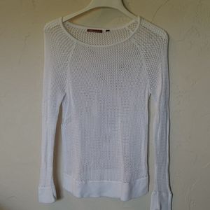 White fishnet style knit sweater